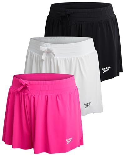 La mejor comparación de Pantalones cortos deportivos para Niña que Puedes Comprar On-line. 48 Reebok - Pantalones cortos deportivos para niñas, paquete de 3 pantalones cortos ligeros de mariposa con forro - Pantalones cortos de rendimiento activo para niñas, negro,...