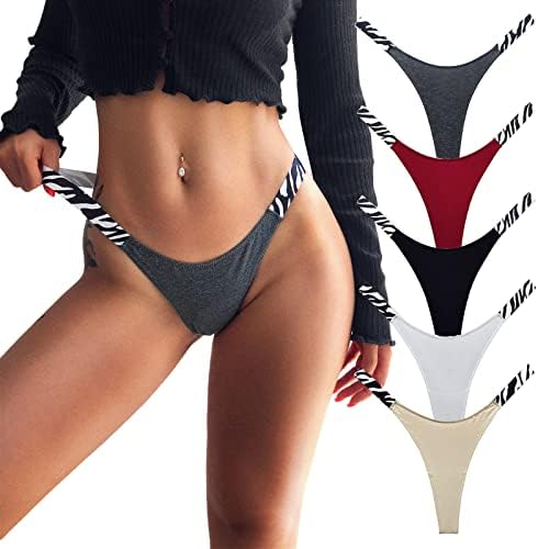 Meshal Sexy G-String Thongs for Women Cotton Panties T Back Underpants 5Pack Hipster