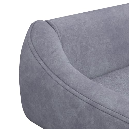 PawHut Hundesofa Katzensofa mit Rückenlehne, Hundecouch mit Holzbeine, Haustiersofa mit Kissen, Hundebett für mittelgroße und große Hunde, Samt, Grau, 102 x 58,5 x 42,5 cm