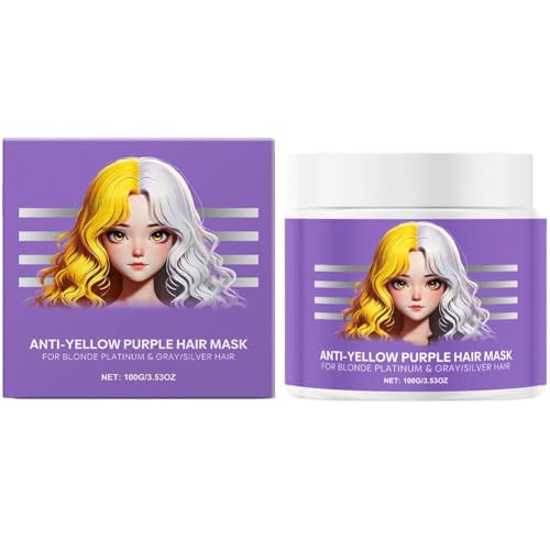 Mascarilla capilar morada antiamarilleamiento, mascarilla morada para cabello rubio, repara y fortalece el cabello dañado, acondiciona el cabello seco, para mujeres y hombres decolorados