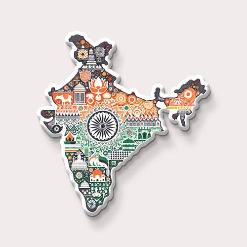 Image of India Country Theme Souvenir Wooden Fridge Magnet for Refrigerator - India Printed Stylish Magnet for Fridge Decoration