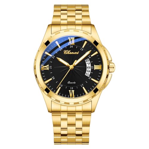 Montre dorée pour homme en acier inoxydable étanche 3 ATM JewelryWe