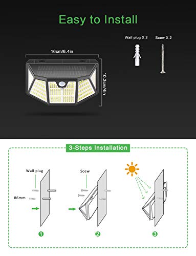 Pathinglek 310 LED Outdoor Solar Lights 4 Packs, 2021 Upgraded Solar Motion Sensor Lights IP65 Waterproof Wireless Solar Wall Light with 3 Lighting Mode 270°Wide Angle for Yard Garage Fence Deck