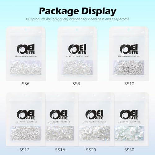 Image of F White Flatback Rhinestones, Glass Rhinestones for Nail Art and Craft, Glue Fix, Loose Crystal Gemstones(F White, SS8, 1440pcs, 2.3-2.5mm)