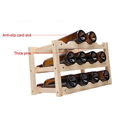 Soporte para botellas de vino de madera 12 botellas miniatura 3
