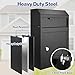 POCHAR Metal Wall Mount Locking Deposit Drop Box Safe - Heavy Duty Lock Box for Keys, Rent, Checks, Money, and Mail Envelopes (9.75” x 4.25” x 14.75”) (Black)