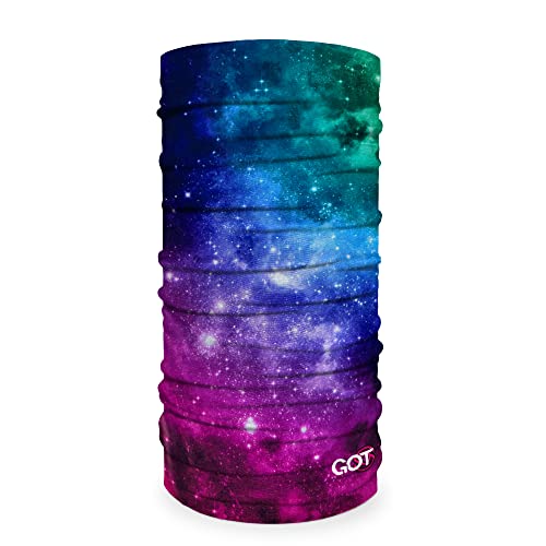 GOT Sports Tube Bandana - Neck Gaiter for Women & Men, Face Mask, Neck Wrap, Head Scarf, Curly Hair Sleep Protection - Breathable, Lightweight Microfiber(Green-Pink Nebula)