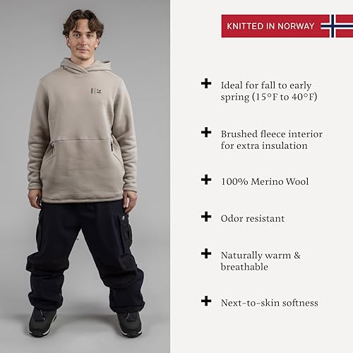 Kleveland Merino Hoodie - 100% Fleece Sweatshirt - Warm Winter Pullover - Adjustable Hem - Kangaroo Pocket3