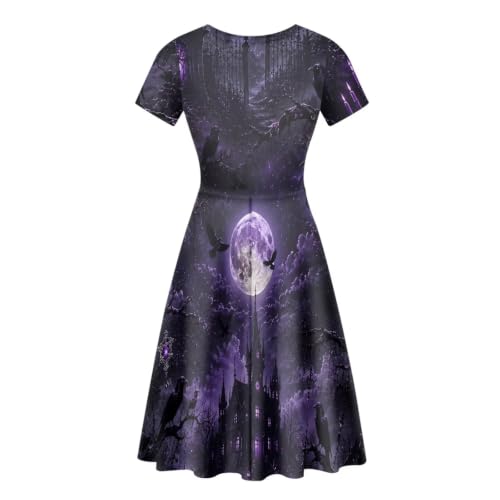Image of Forchrinse Summer Dresses for Women Crew Neck Short Sleeve Midi Dress Casual Beach Vacation Sundress
