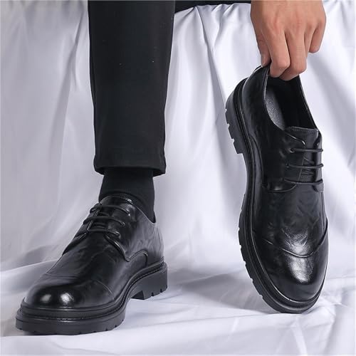 Men's Lace Up Modern Leather Oxford Brogue Dress Shoes Pointed Toe Tuxedo Party Formal Footwear2