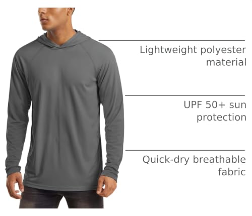 Image of MAGCOMSEN Men's Hooded UPF 50+ Sun Protection T Shirts Long Sleeve Athletic Fishing Shirts Rash Guards