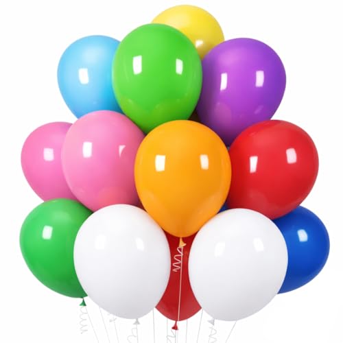 100 Pack Party Balloons Premium Natural Latex Balloons 2.8g Standard Thickness Assorted Colors for Birthday Wedding Baby Shower & Party Decorations