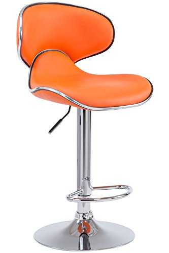 CLP Tabouret De Bar Las Vegas V2 Hauteur Réglable I Tabouret De Bar Confortable avec Dossier Et Repose-Pieds I Chaise Haute De Bar Rembourrée, Couleur:Orange, Couleur...