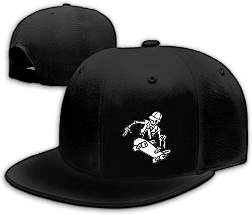 Skull Hat Skeleton Hand Skateboard Flat Bill Hats For Men Snap Backpack Mens Hats Snapback Adjustable Baseball Cap For Teens Boys Hip Hop Outdoor Sports #TOP1