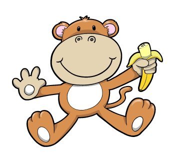 Amazon Com Children S Wall Decals Cartoon Baby Monkey With Banana 12 Inch Removable Graphic Home Kitchen