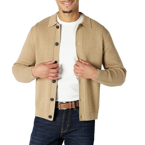 Amazon Essentials Men's Relaxed-Fit Collared Cardigan Sweater