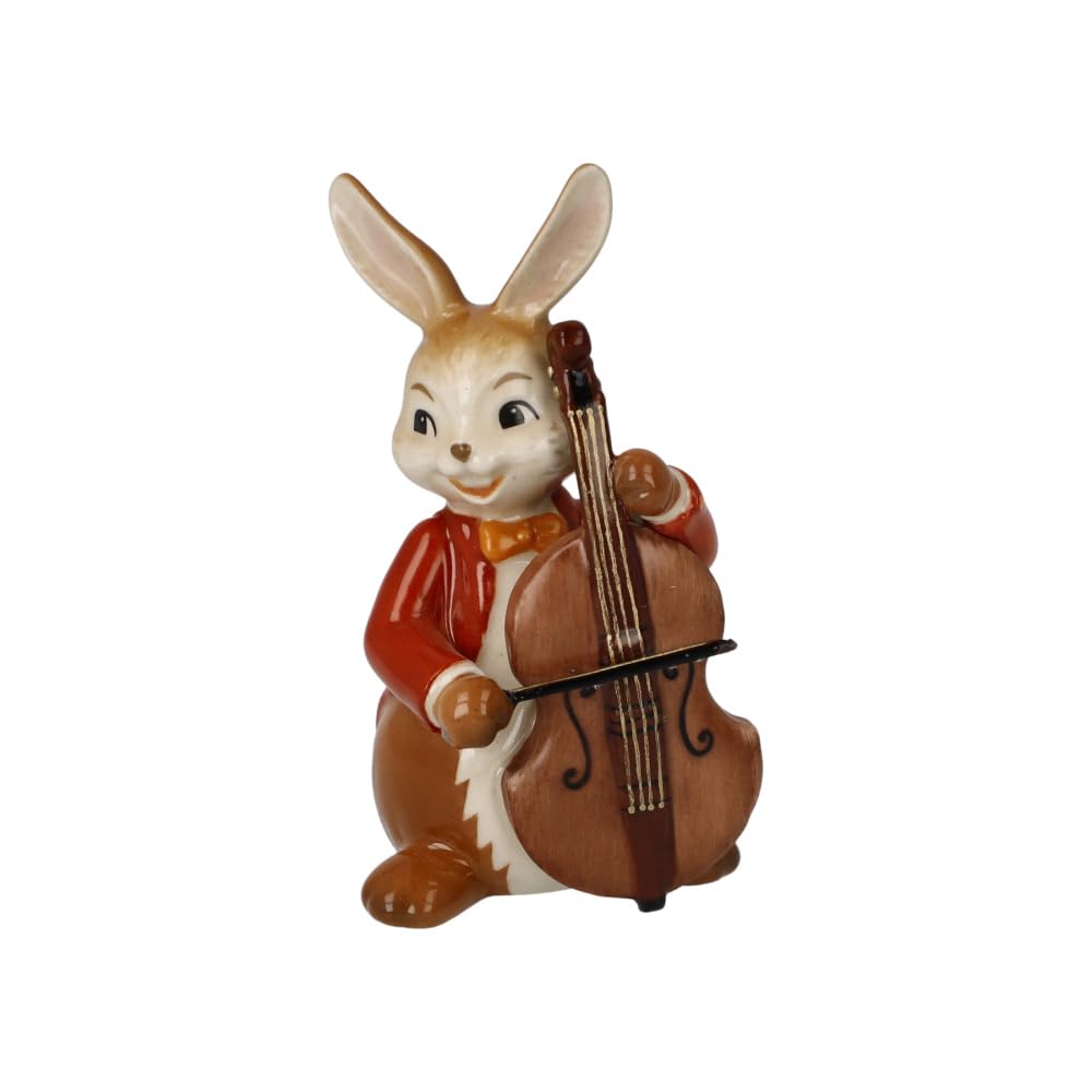 Goebel Rabbit Figurine Happy Bassist Made of Stoneware 4.5 x 4 x 8 cm 66-845-80-1