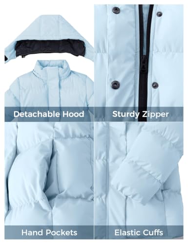 Image of ZSHOW Girls' Lightweight Puffer Jacket Warm Hooded Quilted Outerwear Jacket | Detachable Hood, 5000mm Waterproof, Elastic Cuffs, Lightweight and Breathable, 2 Pockets, Daily Wear, Winter Activities