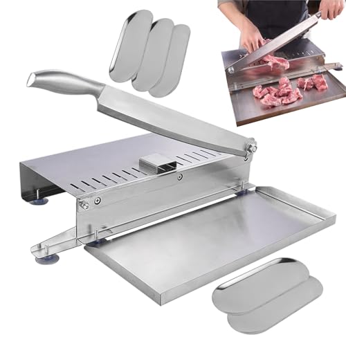 MYXJX Meat Slicer, 14.7in Blade Manual Bone Meat Cutter, Ribs Chopper Cleavers with Large-Capacity Storage Shovel