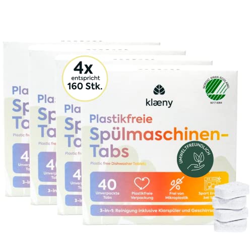 klæny® Spülmaschinentabs I 160 Nachhaltige Putzmittel Tabs für Spülmaschine I Mit Spülmaschinen-Salz & Klarspüler I Ökologische & Vegane Tabs für Geschirrspüler I Mikroplastikfrei Cover