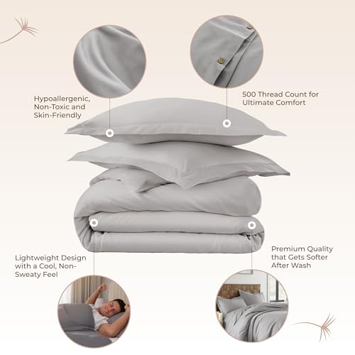 Funda de edredón de algodón orgánico gris para renovar tu dormitorio matrimonial 4