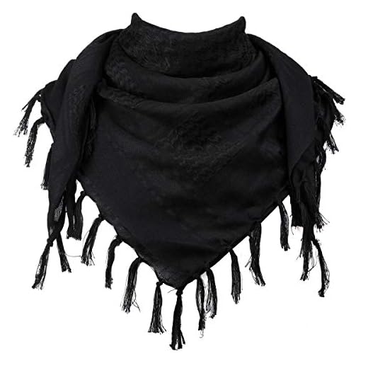 FREE SOLDIER Foulard 100% Coton écharpe Militaire Shemagh Tactique désert Keffiyeh avec Tassel 43 x 43 Pouces,Noir