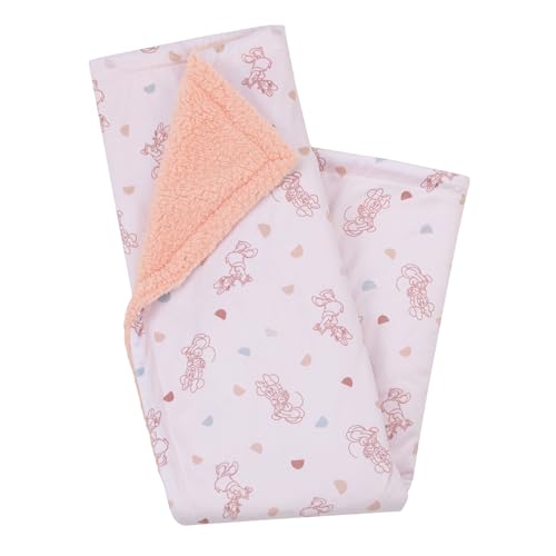 Image of Disney Minnie Mouse White, Light Blue, and Peach Super Soft Sherpa Baby Blanket with Daisy Duck