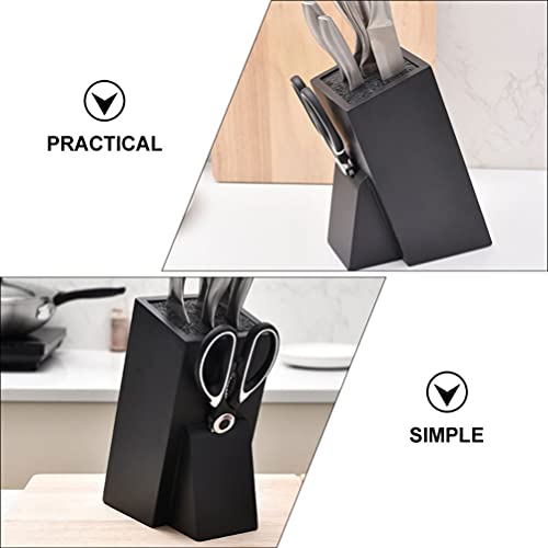 Luxshiny Knifes Storage Block Kitchen Knifes Holder Universal Wooden Knifes Block Organizer Without Knives Household Multifunctional Knifes Rack (Black) #TOP2