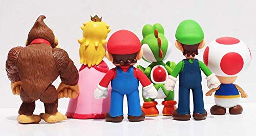 Mario Super Large 6 Figure Box Set, Luigi, Donkey Kong, Yoshi, Toad And Princess - Gadget - Immagine 2