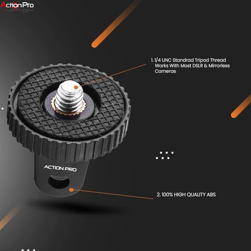 Image of Action Pro 1 /4 inch Thread Tripod Mount Adapter with Stainless Steel Insert Compatible with GoPro Hero 13 /12 /11 /10 /9 /8 /7 /6 /5 /4, Insta360, DJI Osmo Pocket, SJCAM, Xiaomi & Yi Action Cameras (Pack of 3)
