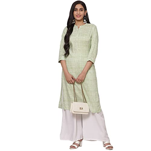 Image of Rangriti Olive Green Liva Straight Kurta for Women