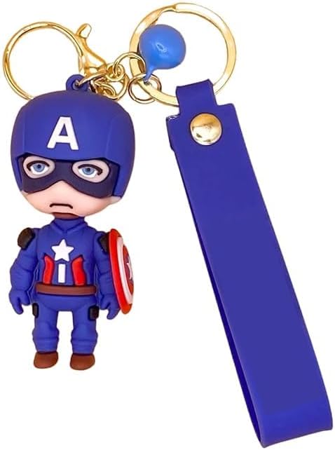 Shivansh H A GMarvel Avengers 3D PVC Silicone Rubber Keychain with Lanyard Hook Metal Chain Holder for Backpack Bags, Super Hero Action Figure Characters Key Ring