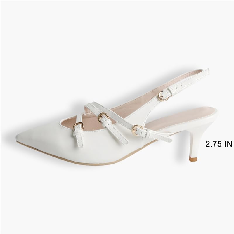 Slingback Heels for Women Pointed Closed Toe Kitten Heel Pumps Dressy Sandals Patent Leather Wedding Shoes3