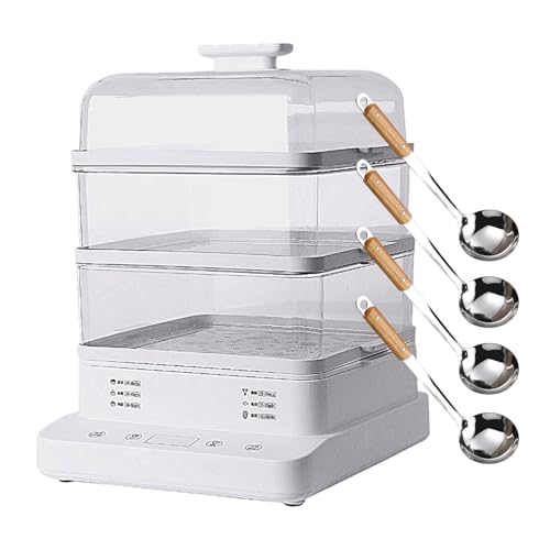 forplubossmmp 800W Electric Stackable Food Steamer | 24H Heat Preservation | Non-Stick Steam Cooker | Steam 22L Large Capacity | Electric Multi-Cookers | Humanized Handle (with 4 Soup Spoon)