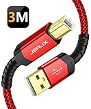 [page_title]-JSAUX USB Druckerkabel 3M Scannerkabel USB B Kable USB A auf USB B Drucker Kabel Printer Cable Kompatibel für HP, Canon, Brother, Epson, Lexmark, Xerox, Samsung, Dell - ROT