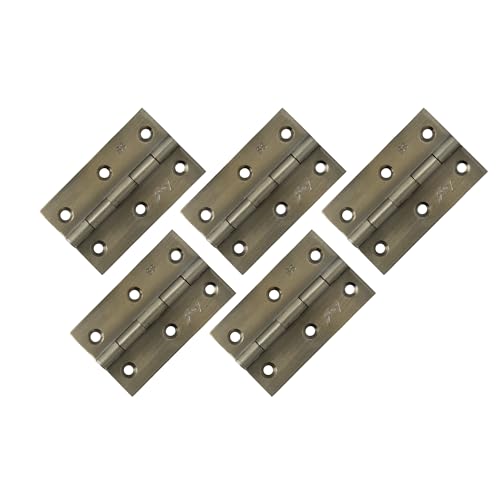 Image of Godrej Door Fittings | 3 inch x 16 Gauge Plain Joint Door Butt Hinges (Pack of1, 5 Pcs /Pack) | Antique Brass Finish, Smooth Operation | 3 Holes Kabza for Doors, Windows & Wardrobe | 1 Yr Warranty