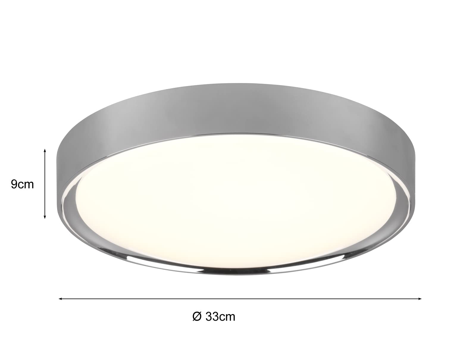 meineWunschleuchte 2er Set Badezimmer Deckenleuchten aus Kunststoff in Silber Chrom IP44, Ø 33cm
