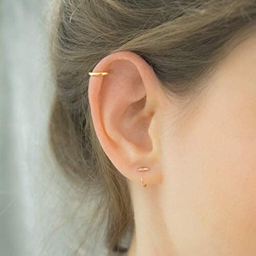 Miniatura 5 de Tiny Bar Studs Hugging Hoops Huggie Earrings Hug Earings