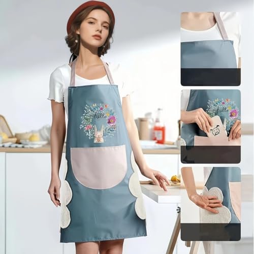 Image of HROY Kitchen Apron for Women & Men with Pocket & Side Towel | Kitchen Apron for Women & Men with Pocket & Side Towel | Reusable Cooking Chef Apron for Home Kitchen
