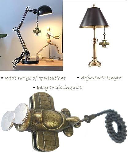 Image of 12-inch Airplane Charm Pull Chain - Decorative Extender for Ceiling Fan Lights with Ball Chain Connector(Bronze)