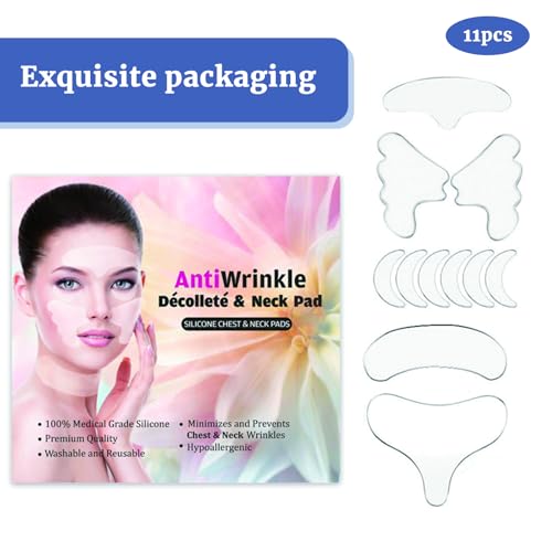 THXFUNAREA Augenpads Wiederverwendbar, Anti Falten Pads, Wiederverwendbare Silikon Patches, Brustfalten Pad, Augenpads Gegen Falten, Gesicht, für Dekolleté, Brust, Hals, 16 Stück