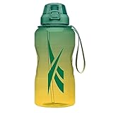 Reebok Botella de agua deportiva de plástico, sin BPA Athletic Ombre Plastic Bottle, Verde/Amarillo, 1800ml