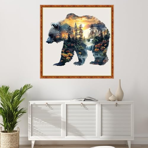 Image of Findvoor Stamped Cross Stitch Kits for Beginner Embroidery Kits for Beginners Adults DIY 11CT Cross Stitch Patterns Needlepoint Kits Crossstitching Kits-Abstract Bear 18x18 inch