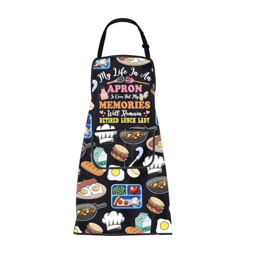 BNQL Retired Lunch Lady Apron Funny Retirement Gift for School Cafeteria Worker Gifts Food Service Staff Gift Cafeteria Crew Apron