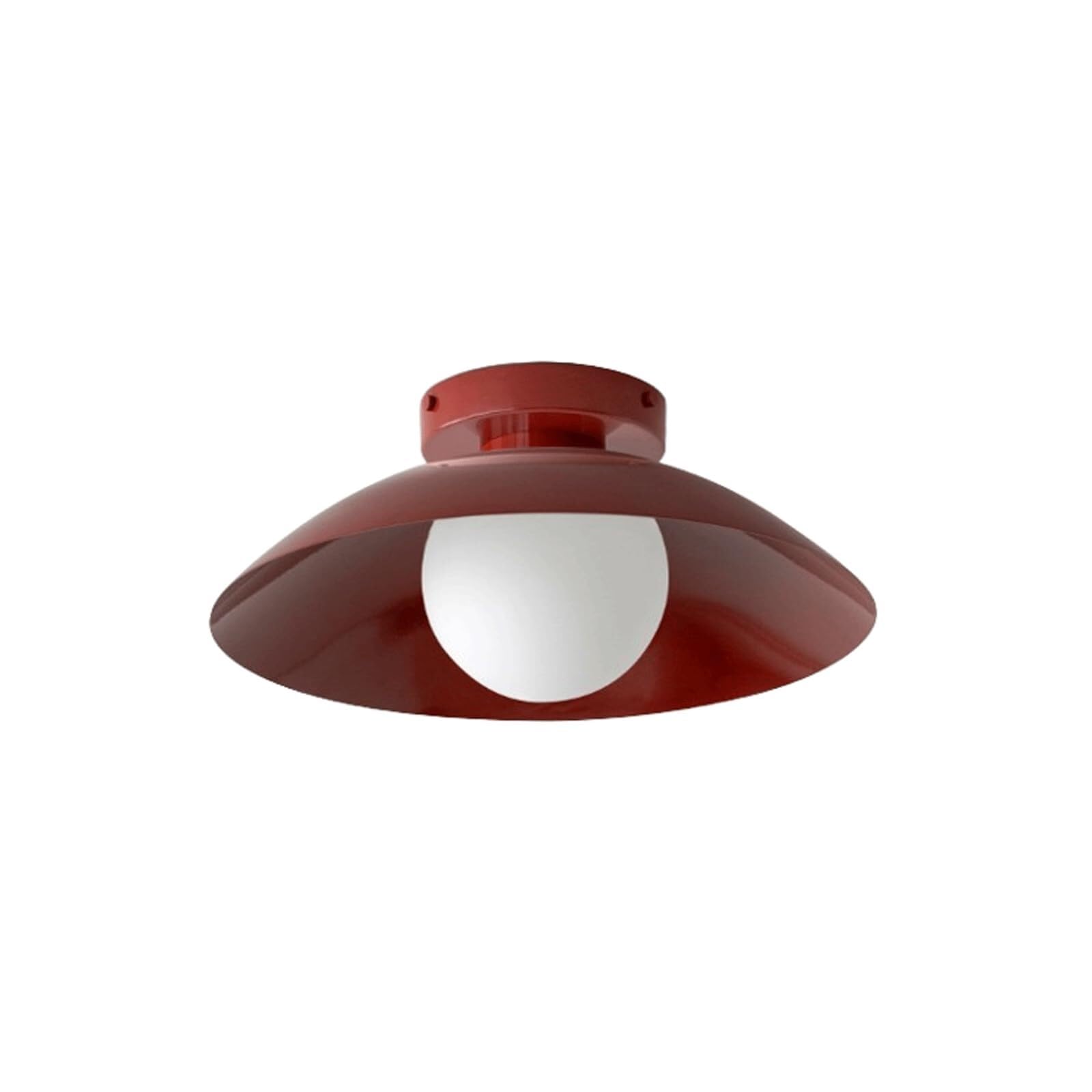 BKEKM Mid-Century Modern Flush Mount Ceiling Light, Metal Umbrella Close to Ceiling Lamp with Opal Glass Globe,Retro Nordic Light Fixture(Rot)