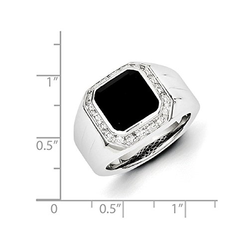Diamond2Deal 925 Sterling Silver Black Onyx and Diamond Engagement Ring for Men3