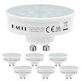 EACLL Ampoules LED Ultra Mince GU10 Blanc Chaud, 4.8W Équivalent Halogène 65W, Lot de 6, 2700K 450lm Éclairag sans Scintillement, Large Faisceau 120° Spot, Non Dimmable AC 230V, Ø50 x H30mm