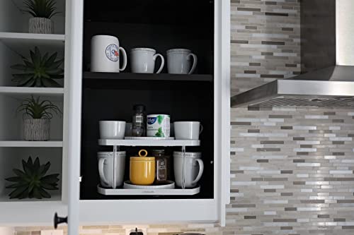 Stow-n-Spin Spice Rack Organizer for Cabinet holds 24 Cans or 50 Spice Jars - Lazy Susan Turntable for Cabinet Rotates like Each Spice Shelf Spinner - So Spices Are Easy to Find Made in USA - Thumbnail 7