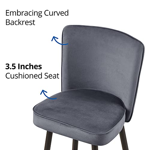 Cozy Castle Velvet Bar Stool Set Of 2, 26-Inch Modern Counter Stools With Metal Frame, Tufted Back Stool Chair For Kitchen Counter, Dining Room, Grey #TOP3
