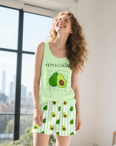 Womens Pajama Sets Shorts 2 Piece Tank Top Pajama Set for Women Pjs Sleeveless Women's Sleepwear Summer Loungewea3